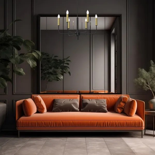 Lustră pe cablu AKASYA 6xE14/15W/230V negru/auriu