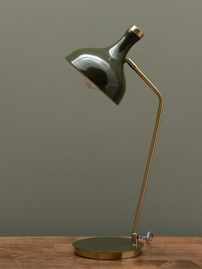 Lampa de masa, verde, din metal, Olive