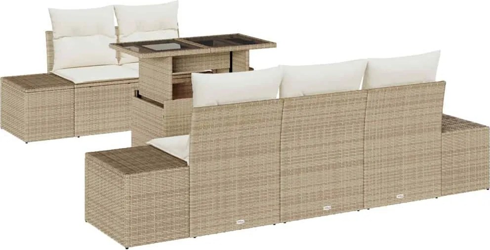 vidaXL Set de canapele pentru grădină cu pernă 6 pcs Bej și crem