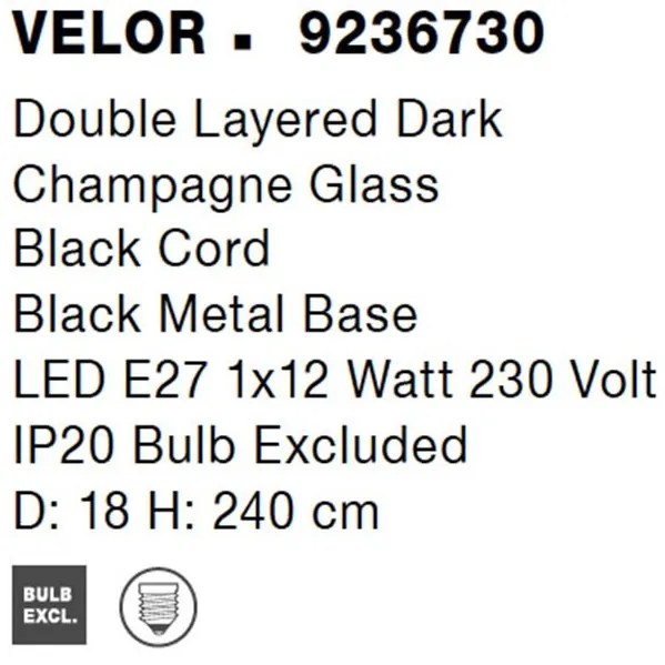 Lustra, Pendul modern Velor champagne 18cm