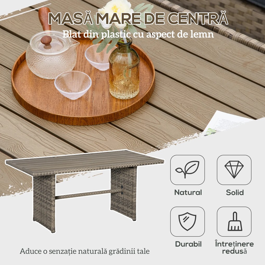 Outsunny Set Complet Mobila de Gradina, 6 Piese din Ratan PE, Include Perne Moi, Gri, Design Elegant pentru Exterior | Aosom Romania