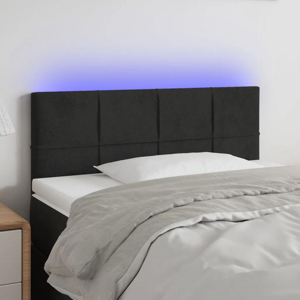 3121656 vidaXL Tăblie de pat cu LED, negru, 100x5x78/88 cm, catifea