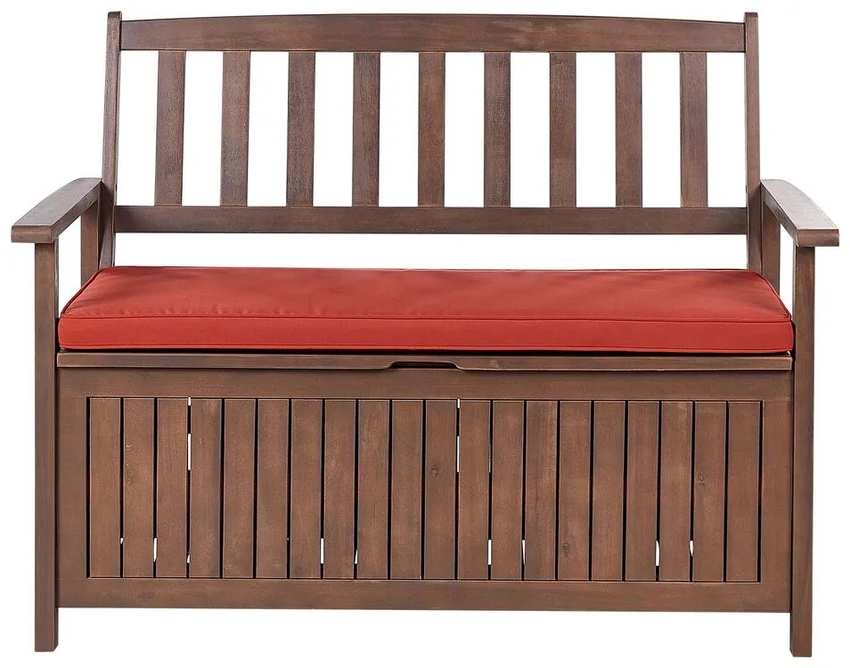 Bancă de grădină Sefu (lemn închis + roșu) (cu sp. depozitare)). 1075964