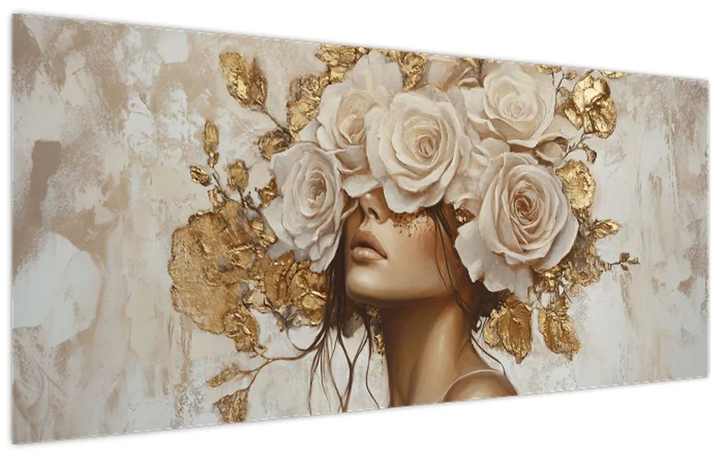 Tablou - Fată cu Trandafiri (120x50 cm)