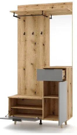 Panou pentru hol cu oglindă SVEN, maro/grafit