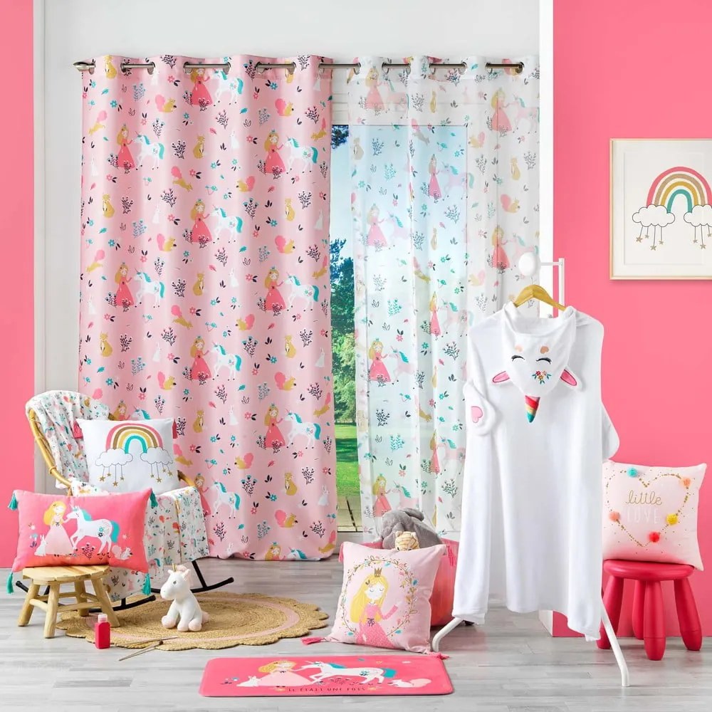 Draperie roz 140x260 cm Princesse Licorne – douceur d'intérieur