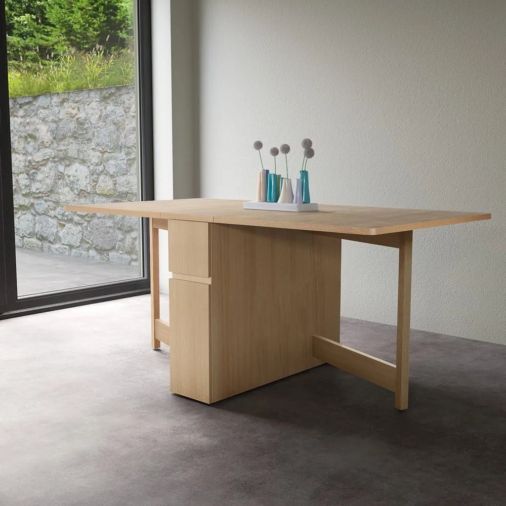 Masă extensibilă cu aspect de lemn de stejar Woodman Mel