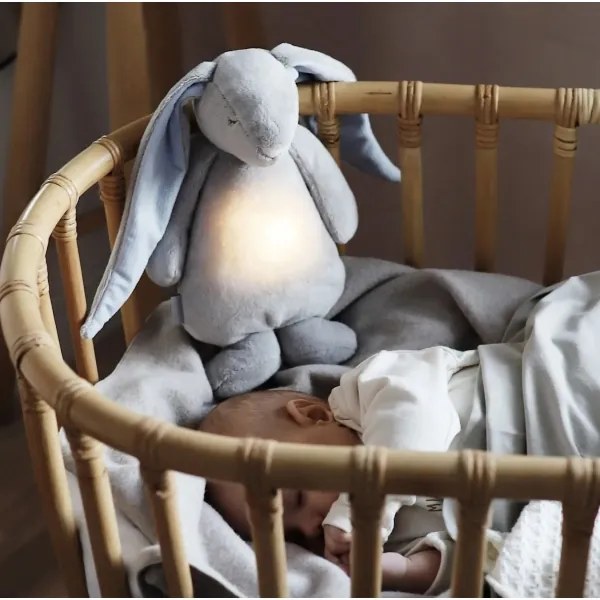 Moonie - Iepuraș somnoros cu melodie și lumină, argintiu