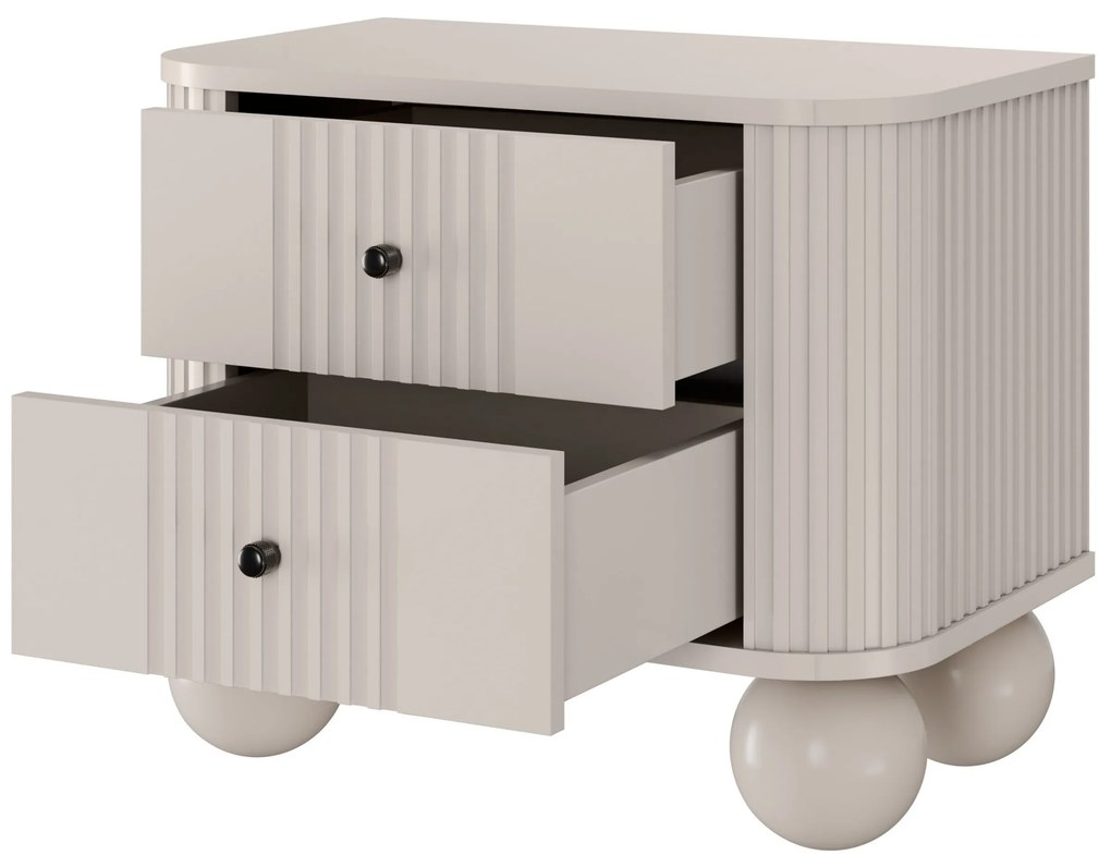 Set noptiere Vesper 56 cm - cașmir / mânere negre / picioare sferice