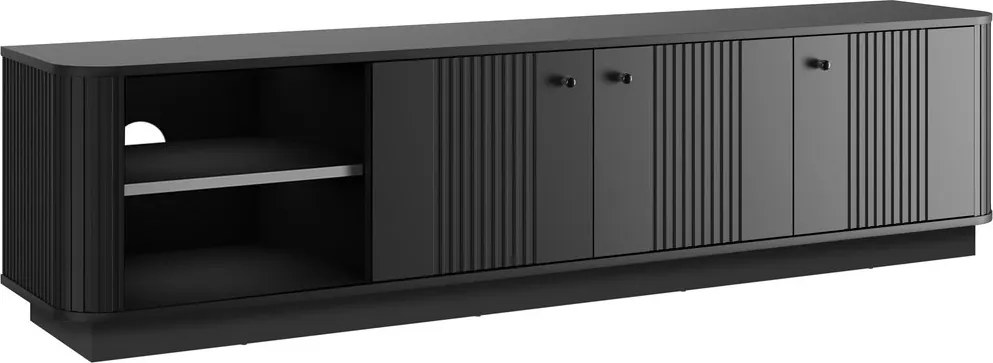 Comodă TV Vesper 3D 187 cm - negru / mânere negre