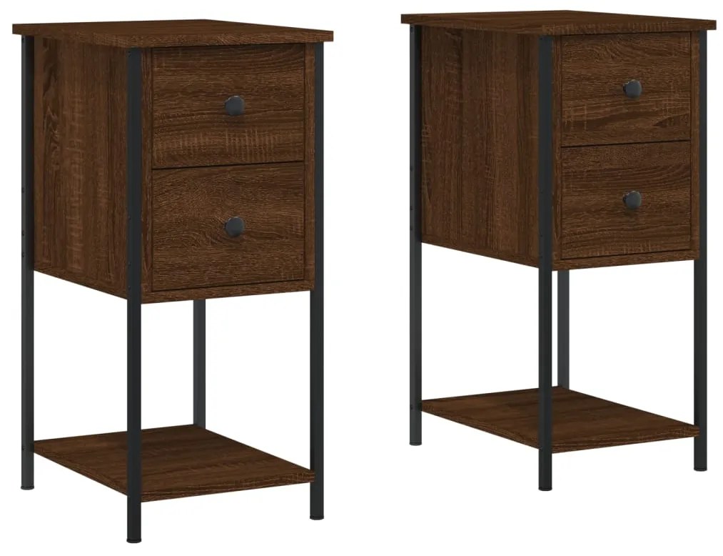 vidaXL Noptiere, 2 buc., stejar maro, 32x42x70 cm, lemn compozit