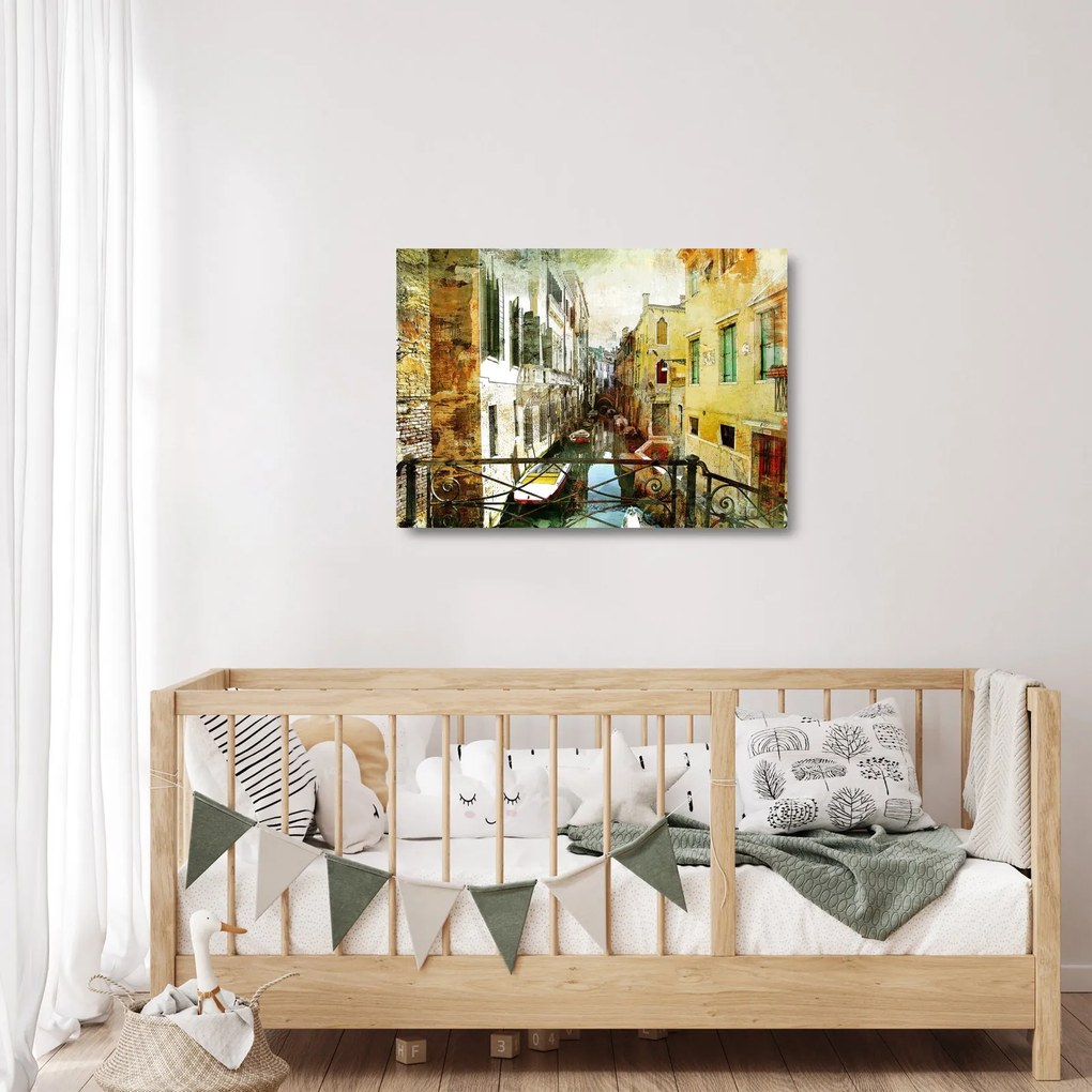 Tablou pe sticlă - Strada din Veneția (70x50 cm)