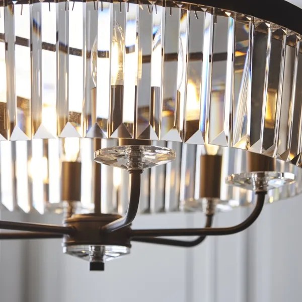 Endon 100711 - Candelabru suspendat pe lanț CHESTERFIELD, 6xE14/6W/230V, Ø 55 cm, negru