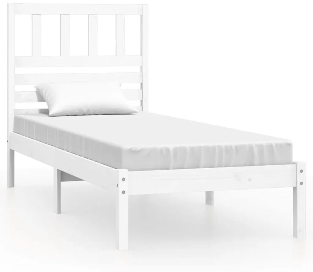 3101014 vidaXL Cadru de pat, alb, 100x200 cm, lemn masiv de pin