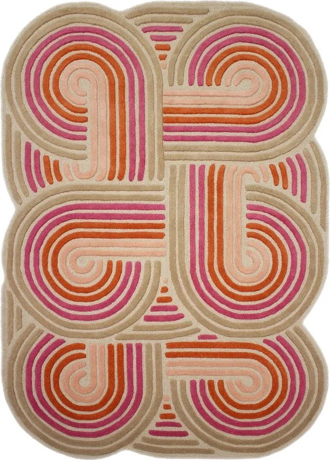 Covor roz țesut manual din lână 140x200 cm Spiral Shaped – Flair Rugs