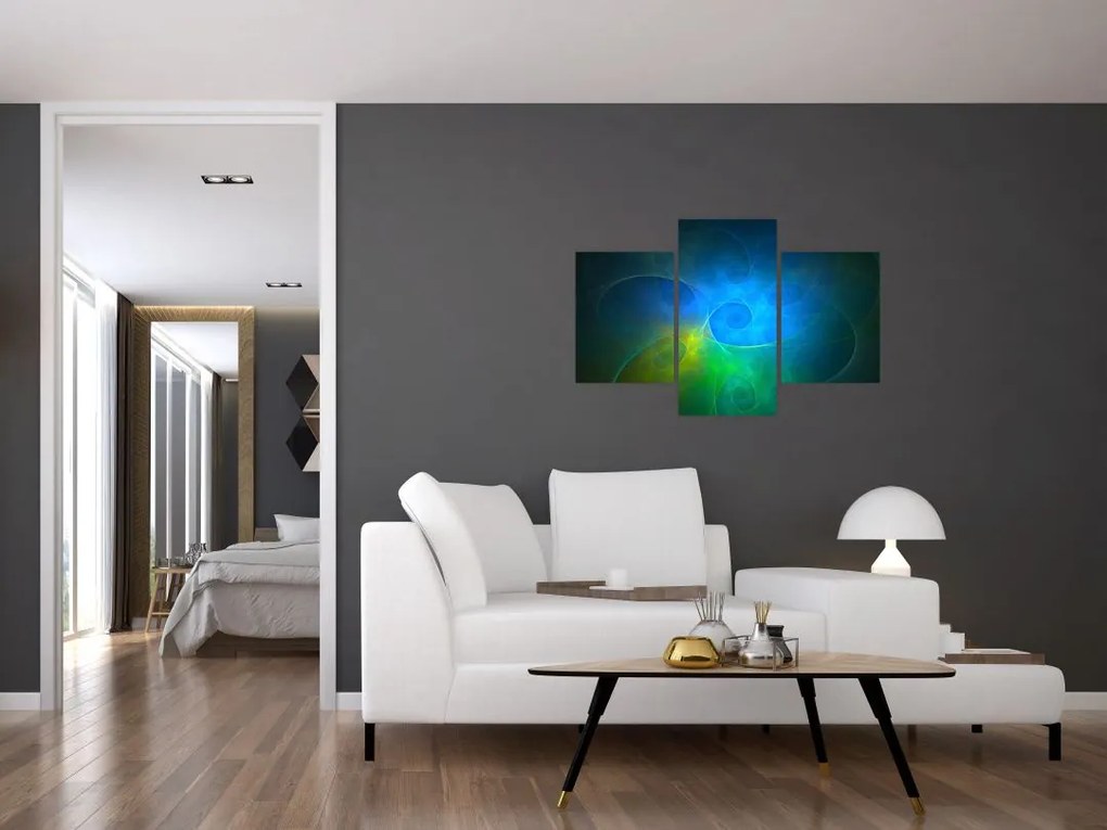 Tablou cu abstracțiune albastră (90x60 cm)