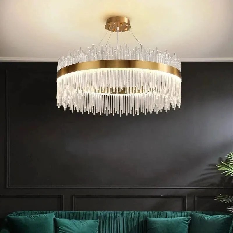 Candelabru LED model 8817/800 – 150W, cristal, metal, auriu