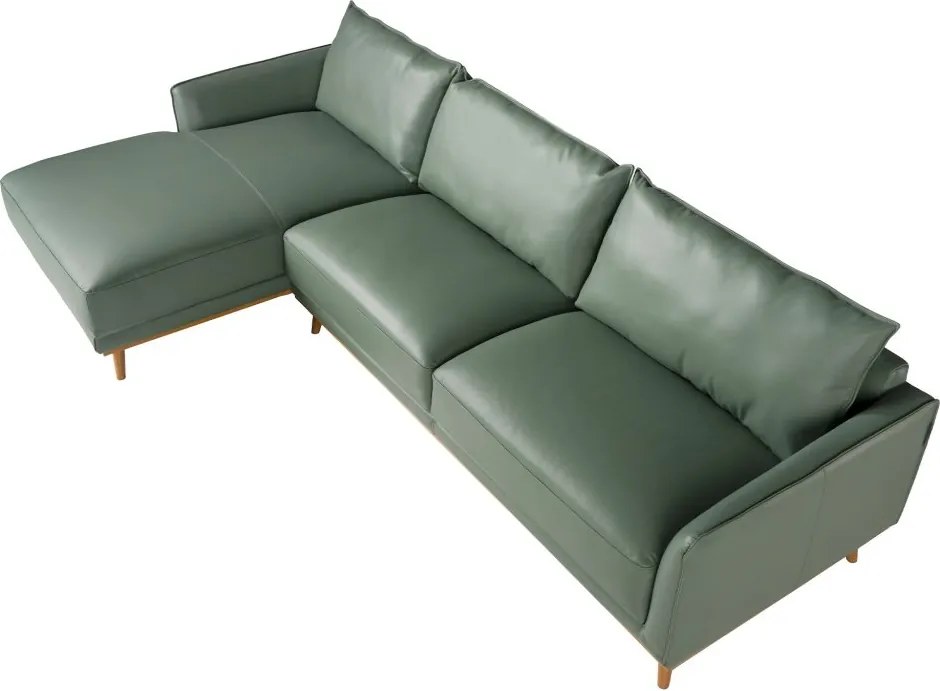 Coltar LUX design italian cu sezlong stanga Cowhide verde