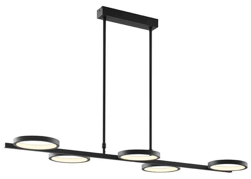 Lampă modernă suspendată neagră cu LED cu dimmer în 3 trepte cu 5 lumini - Vivé