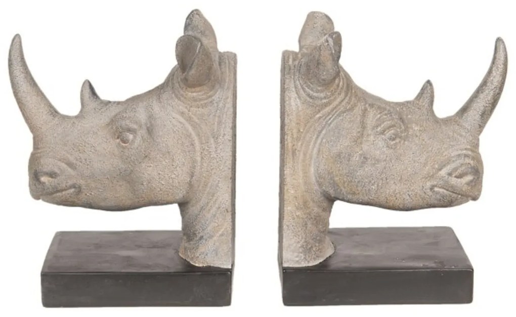 Set opritor carti pentru rafturi Rhino, Clayre &amp; Eef, 33x16x20 cm, polirasina, gri
