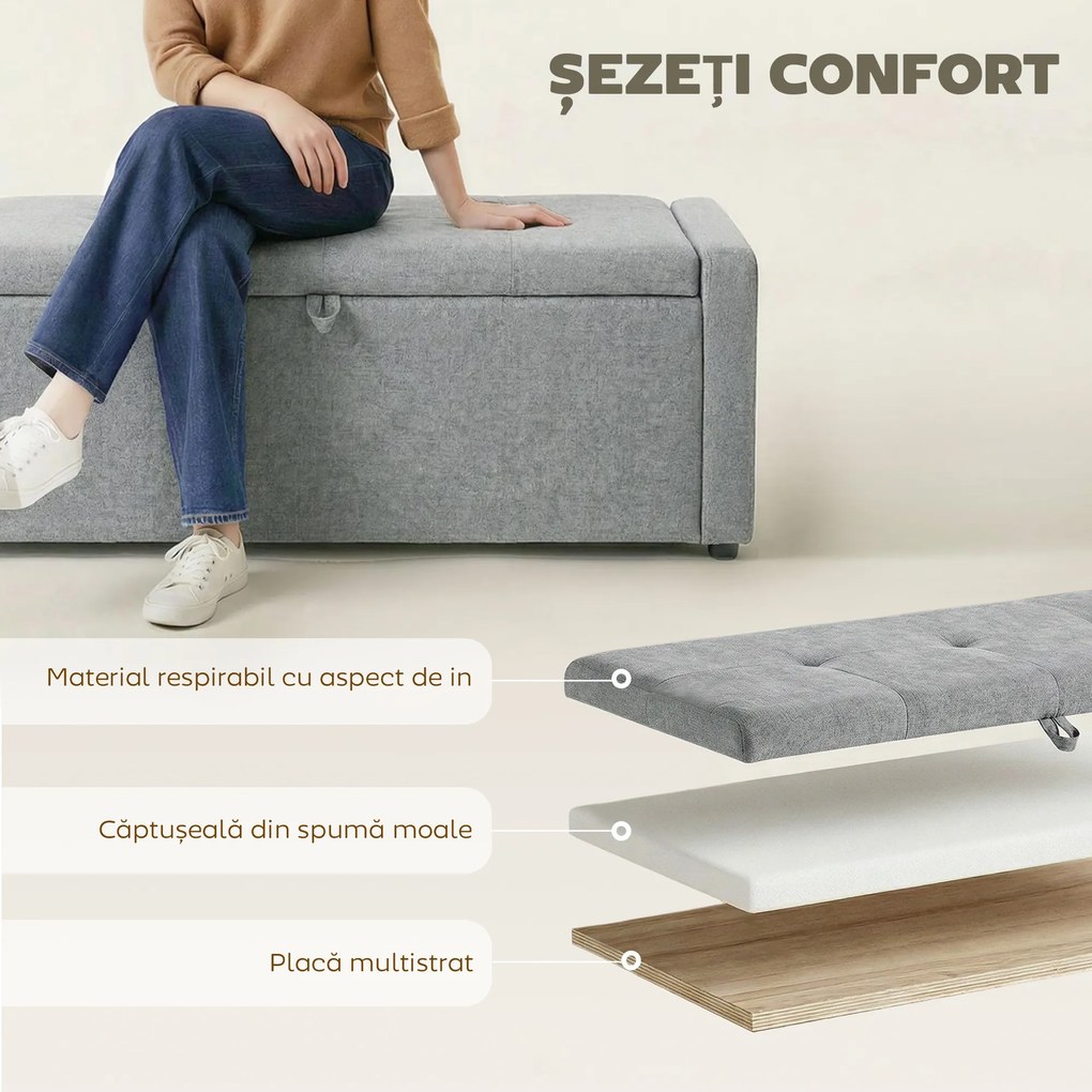 HOMCOM pouf interior taburet bancă suport capăt pat | Aosom Romania