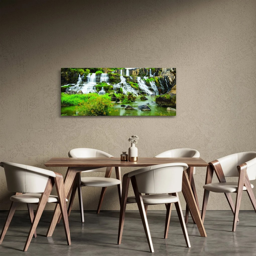 Tablou - cascade cu plante (120x50 cm)