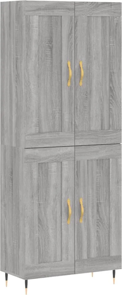 vidaXL Dulap înalt, gri sonoma, 69,5x34x180 cm, lemn compozit