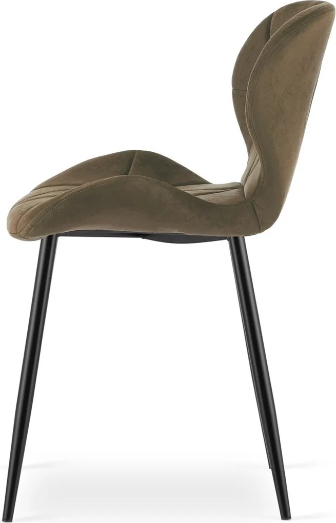 OFERTA Scaun de sufragerie MANGO VELVET cu picioare negre, maro calitatea II