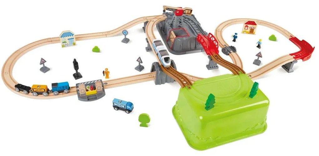 Hape Pistă de tren cu cutie de joacă