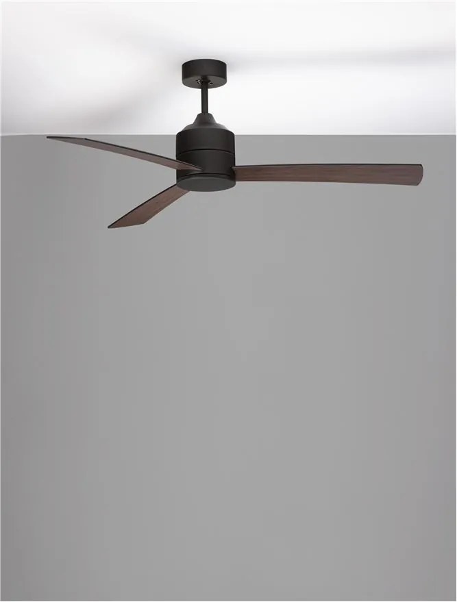 Ventilator de tavan cu telecomanda design modern AXEL negru/nuc