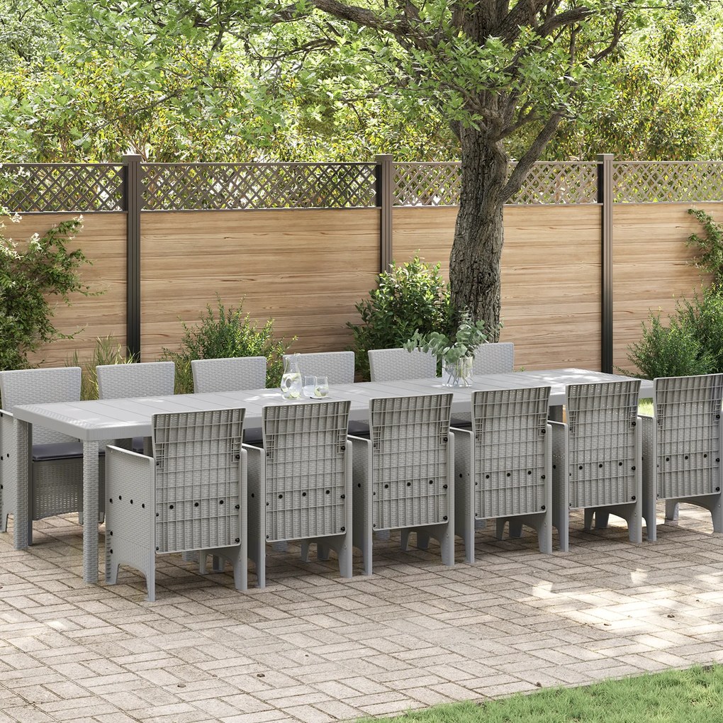 vidaXL Set de mese în grădină 13 pcs Gri deschis Pentru 12 persoane