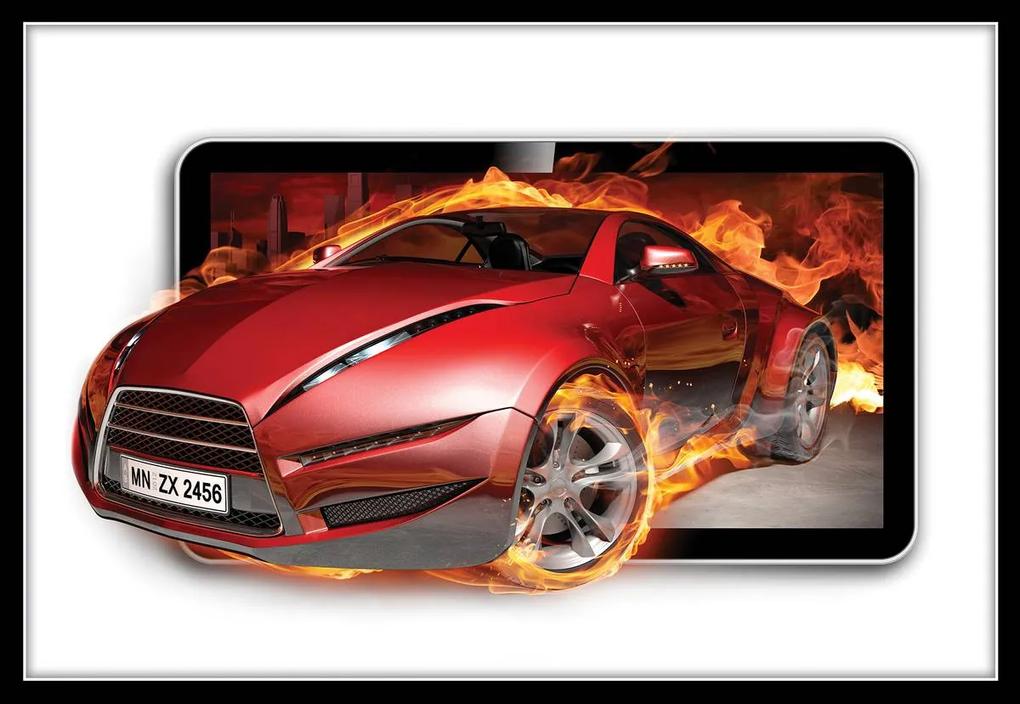 Fototapet - Mașina roșie în flăcări (152,5x104 cm), în 8 de alte dimensiuni noi
