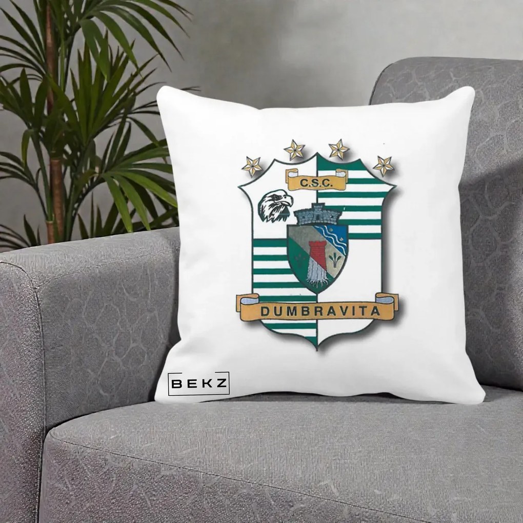 Perna Personalizata CSC Dumbravita Fotbal, 40x40 cm, Alba Mata, Husa Detasabila, Perna Inclusa, BEKZ®