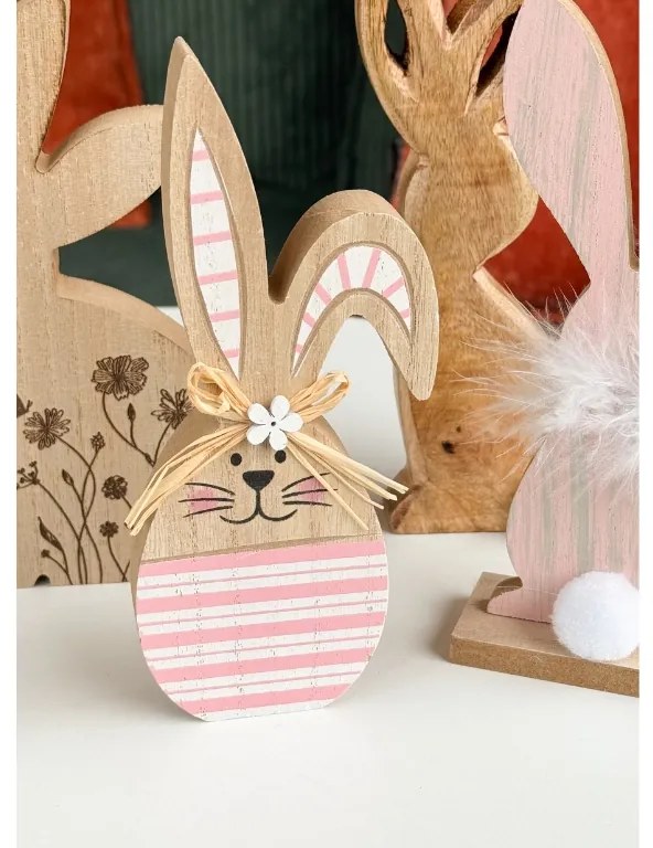 Iepuras de Paste din lemn SPRING BUNNY - diferite variante