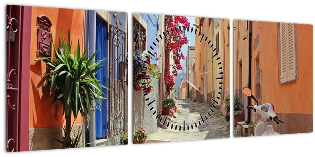 Tablou cu strada din Sardinia (cu ceas) (90x30 cm)