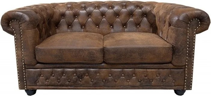 Canapea clasica stil englezesc Chesterfield 2 locuri maro antic