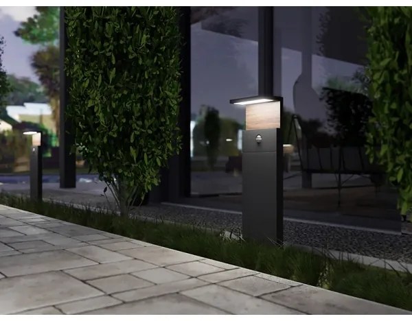 Lampă LED de exterior cu senzor NATURA LED/12W/230V 4000K IP54 maro/antracit
