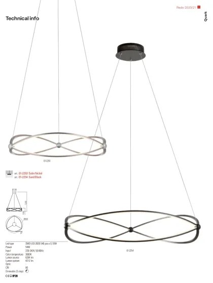 Lustră LED dimabilă pe cablu Redo 01-2251 QUARK LED/43W/230V 3000K crom