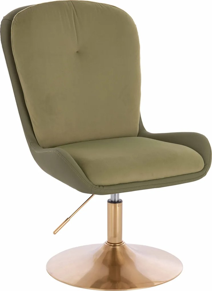 HR690N Scaun Velvet&amp;soft Piele Pu Măsline/Khaki Bază Aurie