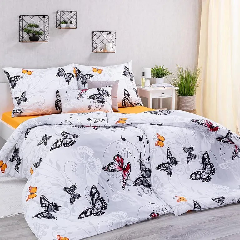 Lenjerie de pat din bumbac BUTTERFLY lungime prelungită