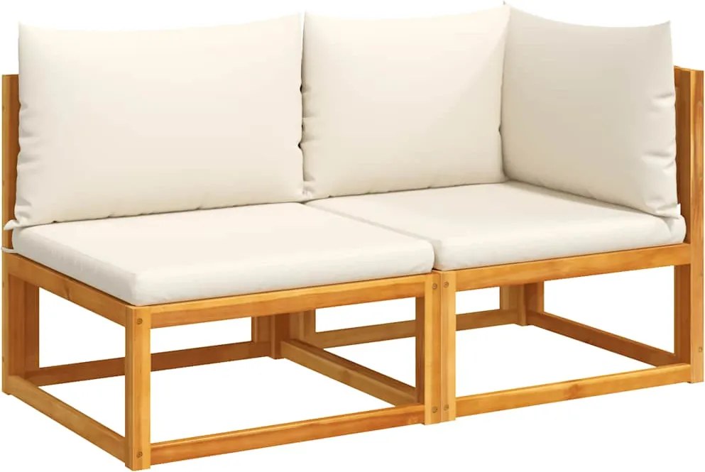 vidaXL Canapea de grădină cu perne, 2 locuri, lemn de salcâm și frânghie