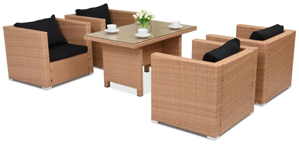 Mobilier de grădină din tehnoratan Roma Premium 4 Garden Point, culoarea mierii