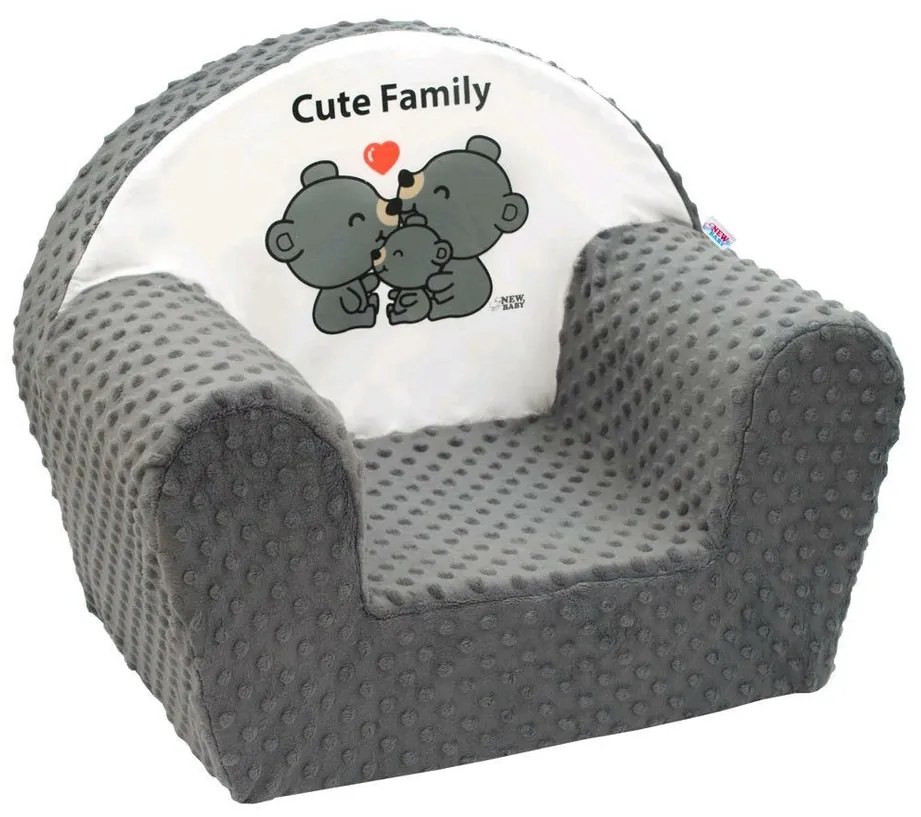 Fotoliu copii New Baby, cu Minky Cute Family, gri, 42 x 53 cm