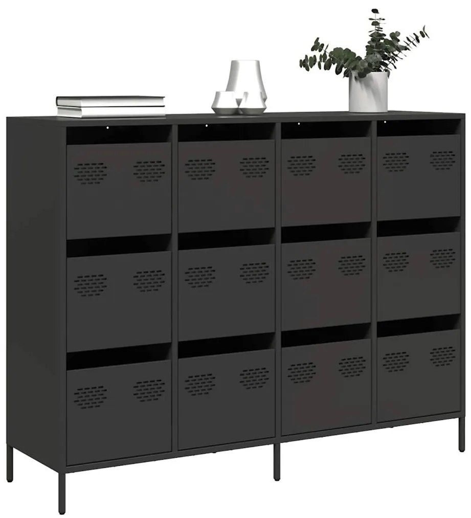 vidaXL Dulap, negru, 135x39x103,5 cm, oțel laminat la rece