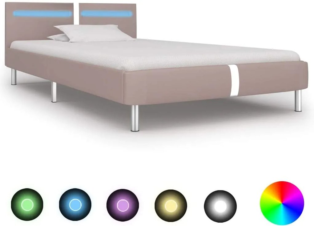 Cadru pat cu LED, cappuccino, 90x200 cm, piele artificiala