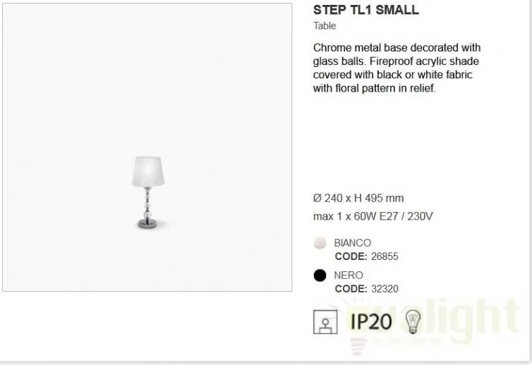 Veioza, lampa de masa STEP TL1 SMALL BIANCO 026855