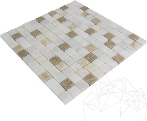 Mozaic Marmura Alba - Onix - Emperador Mix Polisata 2.3 x 2.3 cm