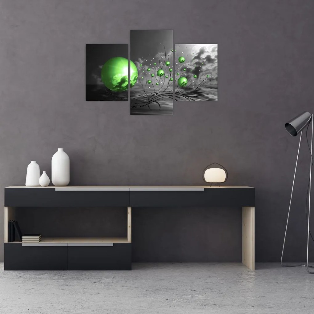 Tabloul bilelor verzi abstracte (90x60 cm)