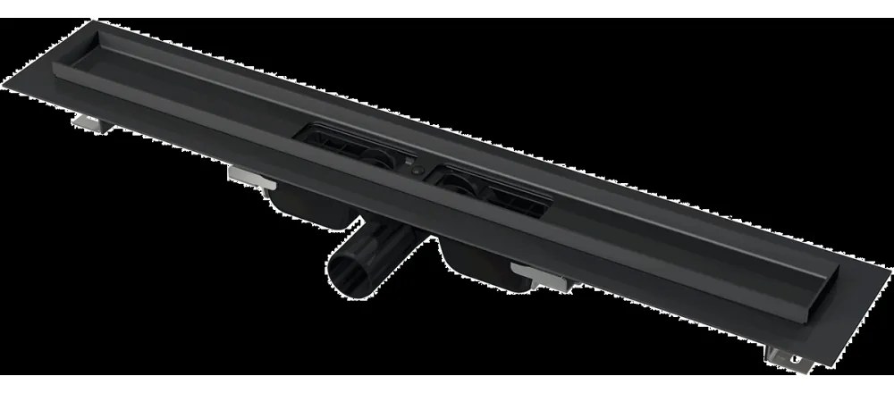 Dus de dus 145 cm, cu margine pentru grila perforata, negru mat 1450 mm