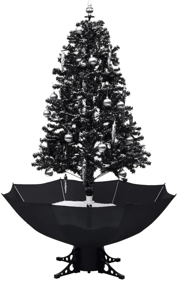 Brad de Craciun cu ninsoare si baza umbrela, negru, 170 cm, PVC 1, Negru, 170 cm